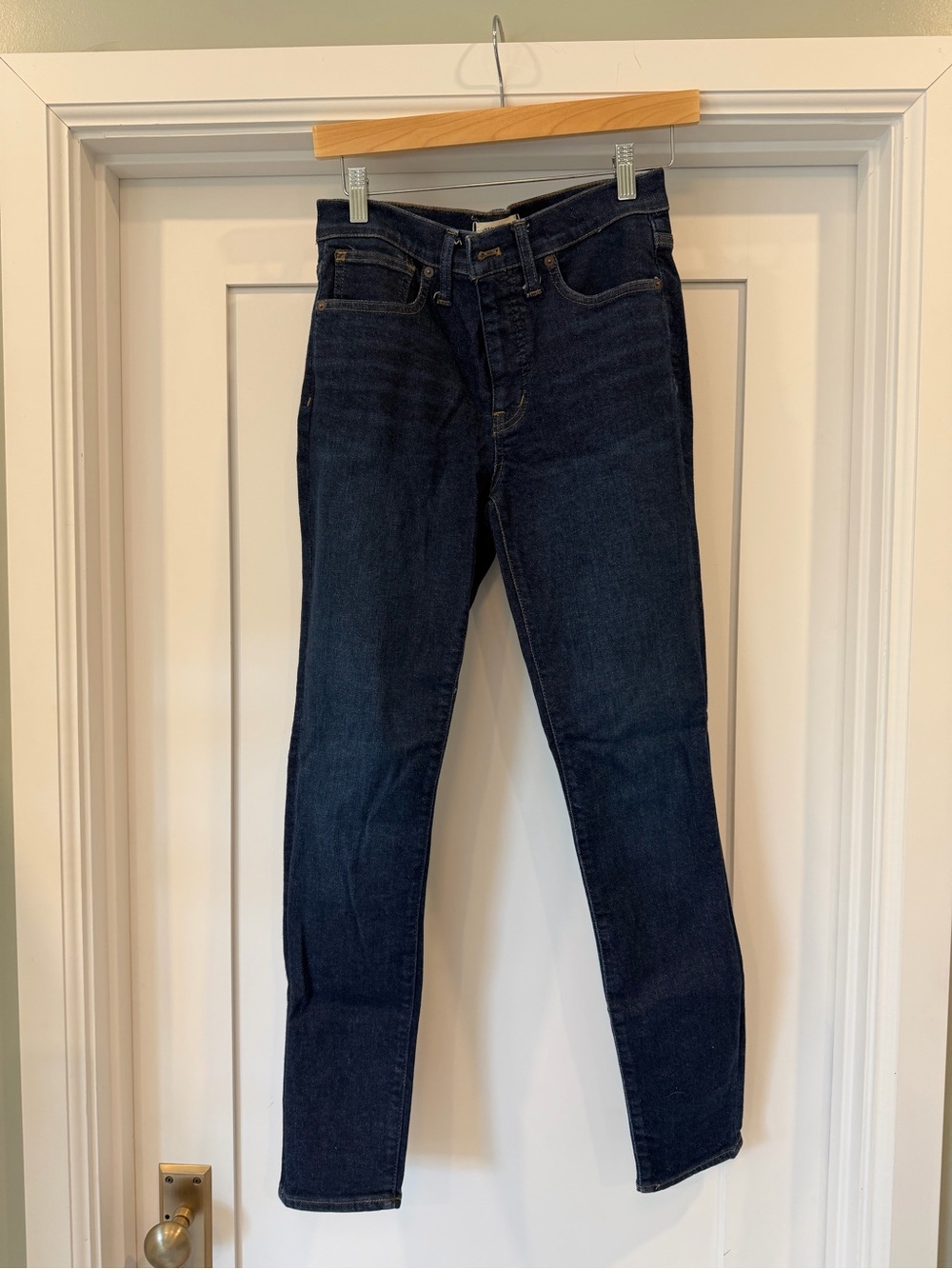 Madewell Women's 9” Mid-Rise Skinny Jeans in Dark Blue Size 27
